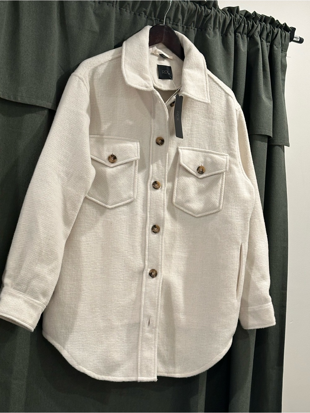 RDI Cream Button-Front Shacket Jacket - Picture 2 of 6